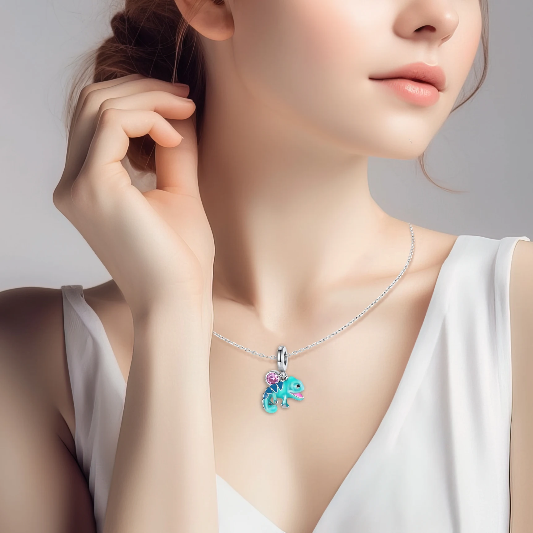 925 Pure Silver Pendant Lizard Bead, Compatible with Original Bracelet, Unisex DIY Jewelry Gift