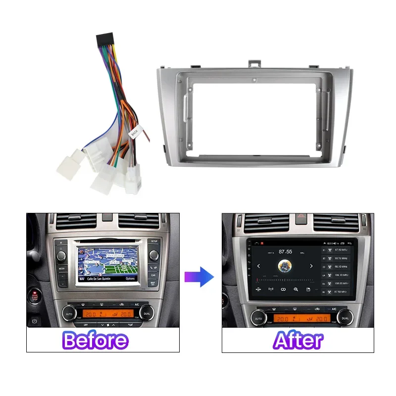 Car Multimedia Player Panel Frame Adapter for Toyota Avensis T25 T27 2003-2008 2009-2015 Android 2din Radio Dashboard Cable Kit