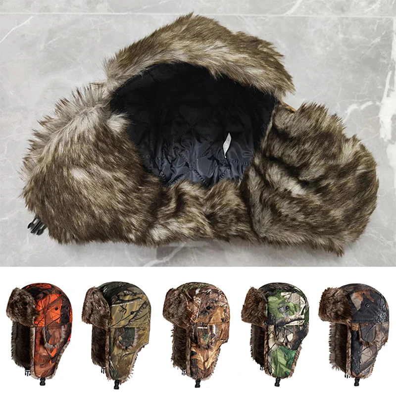 Lei Feng Hat Old Man Earflap Hat Camouflage Warm Winter Elderly Hat Cap Thick Flaps Ski Hat Colorful Fashion Unisex Warm Outdoor