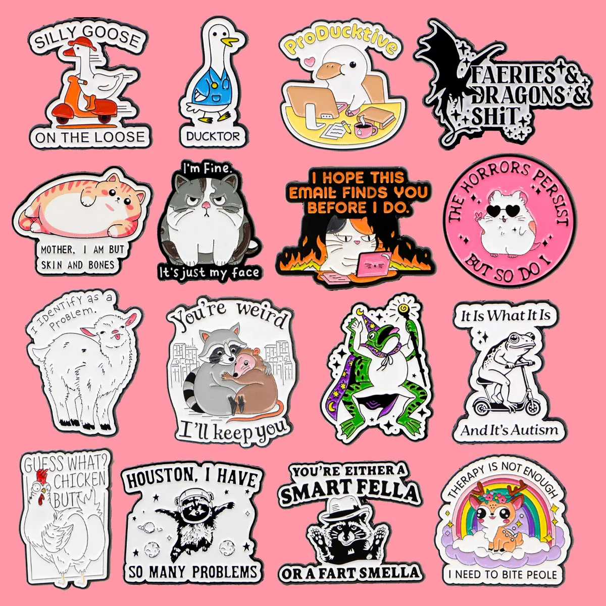 Lustige Katze Gans Emaille Pins Cartoon Tiere Zitat Pin Damen Brosche Abzeichen auf Rucksack Kostüm Accessoires Modeschmuck Geschenk