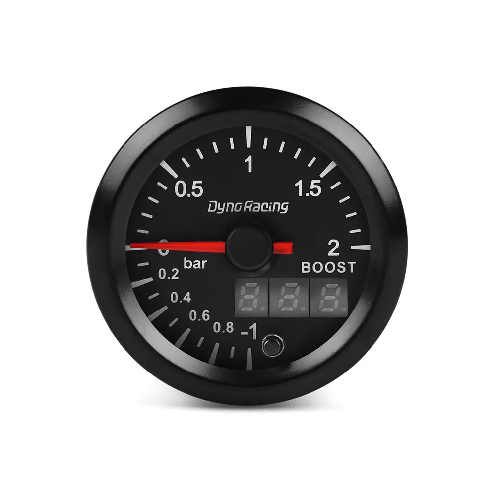 Car Meter Boost Meter 2\'\' 52mm Dual Display 2Bar Turbo Boost Gauge 7 Colors Led with Stepper Motor