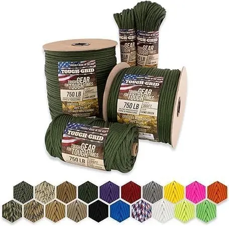 

Premium Camo Green Paracord 750 Lbs 200Ft Made In Usa Outdoor Survival Nylon Rope Tactical Heavy Duty Strands Parachute Cord