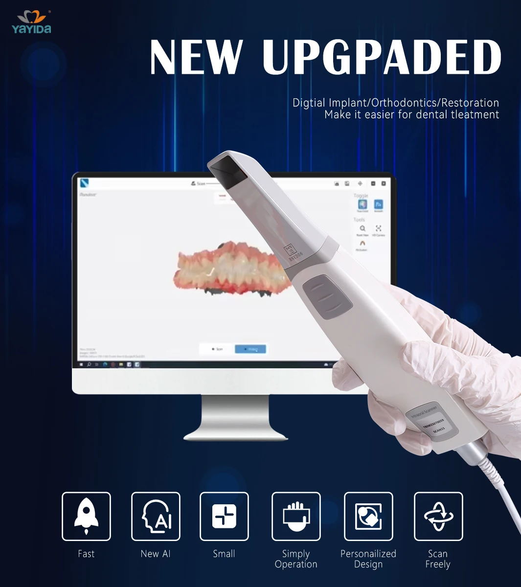 

Dental Intra Oral Scanner Dental Oral 3D Scanner Color Scanner Open System Dental Modeling Scanner Medical Dental Equipment