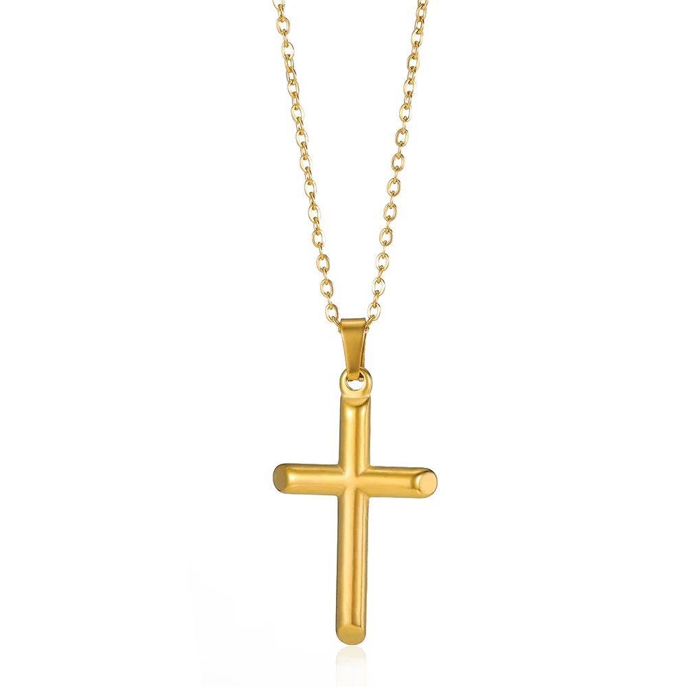 Edelstahl Jesus Kreuz Halskette Für Frauen Männer Gold Farbe Caravaca Engel Kruzifix Charme Halsband Rapper Schmuck Hip Hop Geschenk