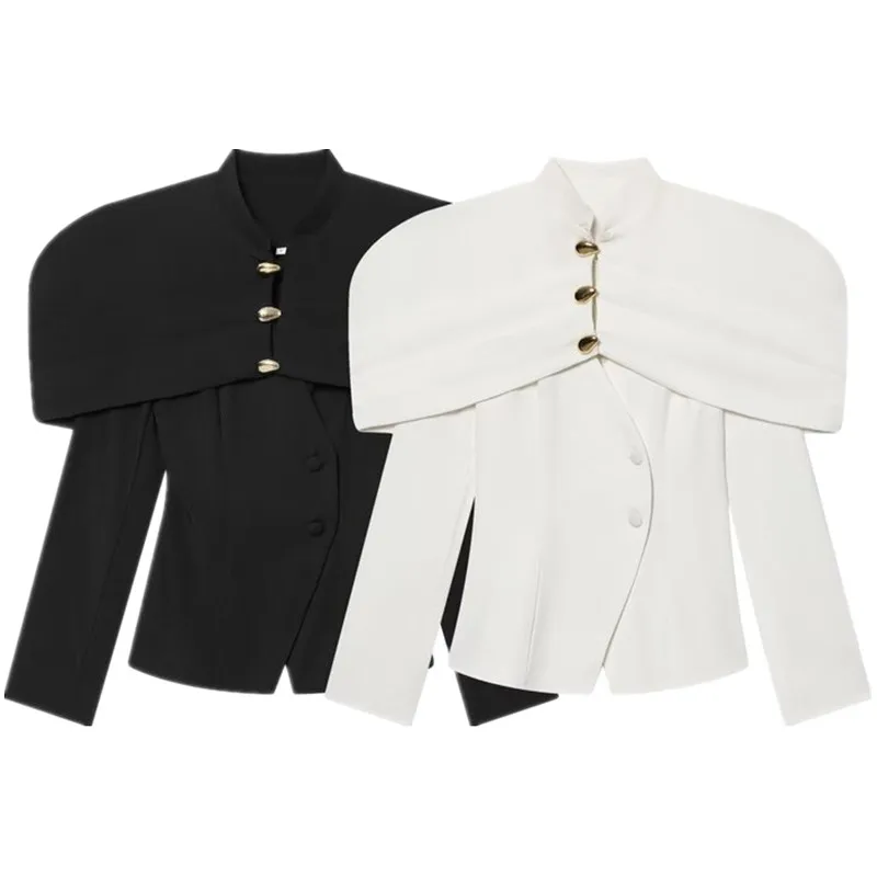 Winter 2025 Women's Tailored Waist-Cinching Suit Jaet Design Sensation Fraance Sle Long Sve Button Closure Commute S...