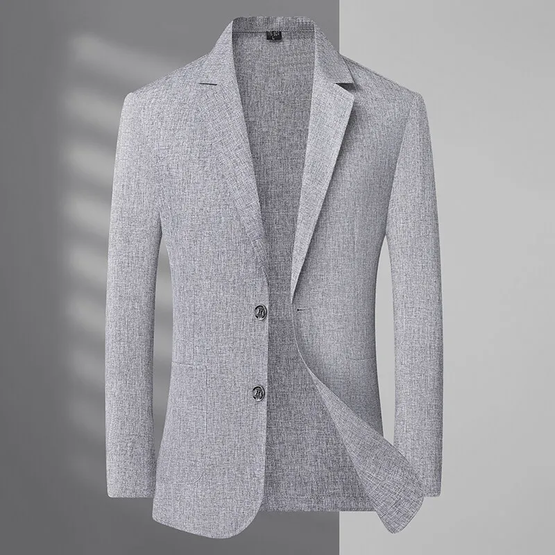 عالية الجودة الربيع الصيف الحماية من الشمس الحلل الرجال الكتان تنفس الأعمال رداء غير رسمية معاطف الذكور الصلبة السترة أبلى #3