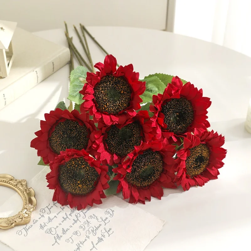 45 cm künstliche Sonnenblumen-Sonnenblumen aus künstlicher Seide, Sonnenblumen für Heimdekoration, Braut- und Hochzeitsstrauß, Blumenarrangement – Detail 8