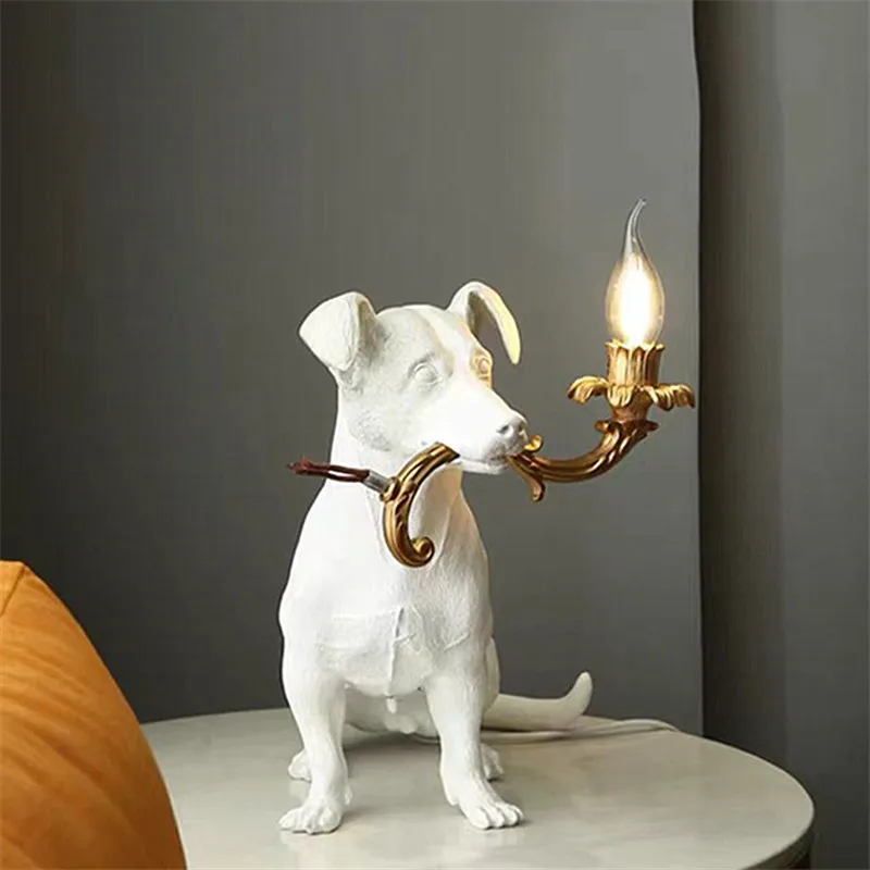 Imagem -02 - Resina Dog Table Lamp com Vela Desk Light For Kids Bedroom Home Decor Living Room Gift Itália Rio Animais Bonitos