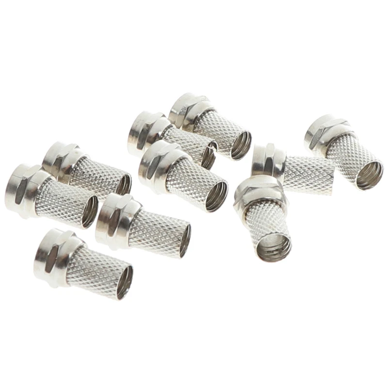 10Pcs 75-5 F Plug Connector Screw On Type For RG6 Satellite TV Antenna Coax Cable Twist-on