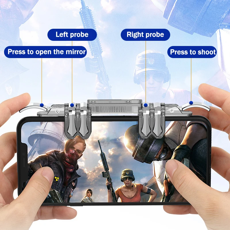 Z06 Mobile Phone 6 Fingers Game Trigger Handle for IPhone Android PUBG Aim Shooting L1R1 Key Button Gamepad Joystick Controller