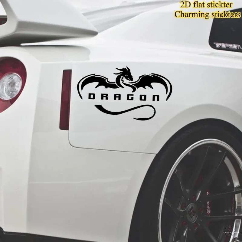 

1pc 2D Flat Winged Dragon Waterproof Vinyl Sticker For Car Window Bumper Motorcycle Laptop Decor