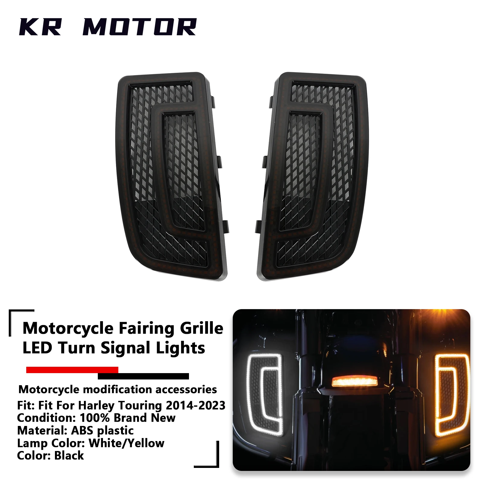 

Подходит для Harley Touring Road King Electra Street Glide 2014-2023, обтекатель мотоцикла, решетка, светодиодные указатели поворота, дневной свет