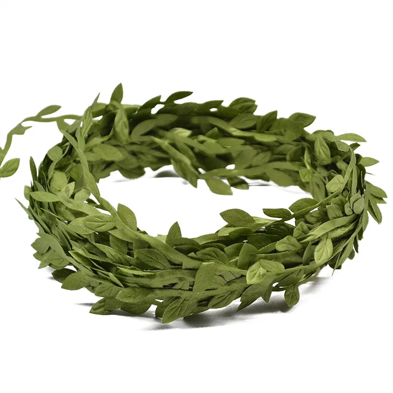 10/20M Silk Leaf-Shaped Handmake Artificial Green Leaves Faux Vines Bathroom Decorative Diy Wreath Accessories Home Decoreation