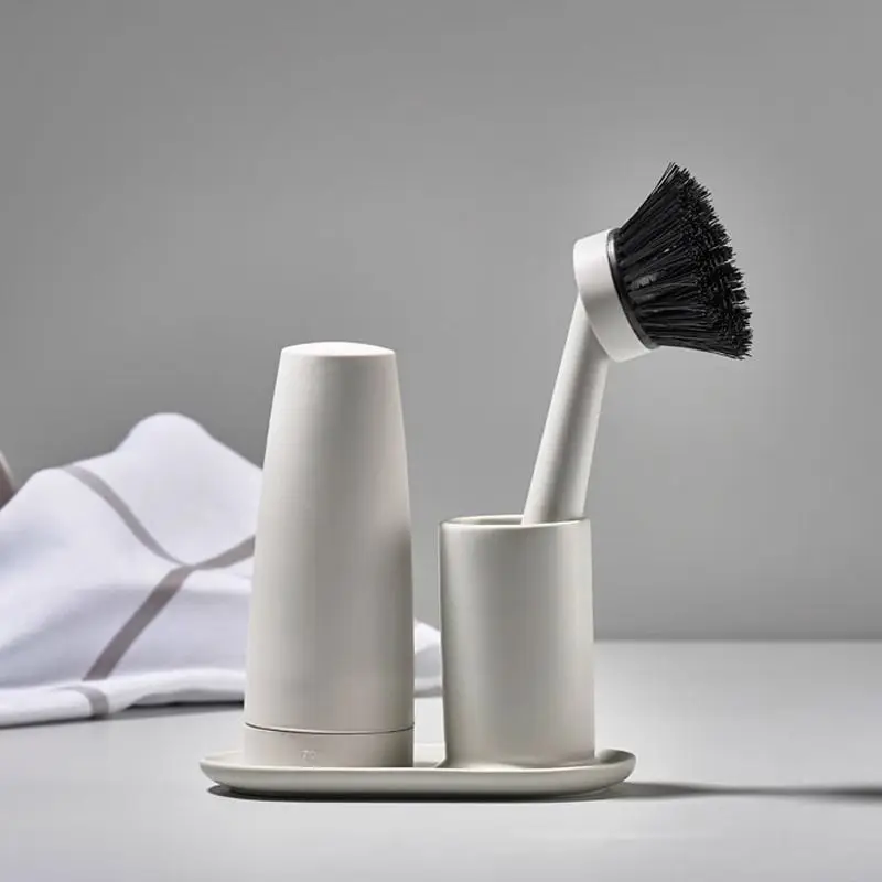 Kitchen cleaning two-piece set Dishwashing brush Soap dispenser Household cleaning set Pot brush Artifact Nordic brush