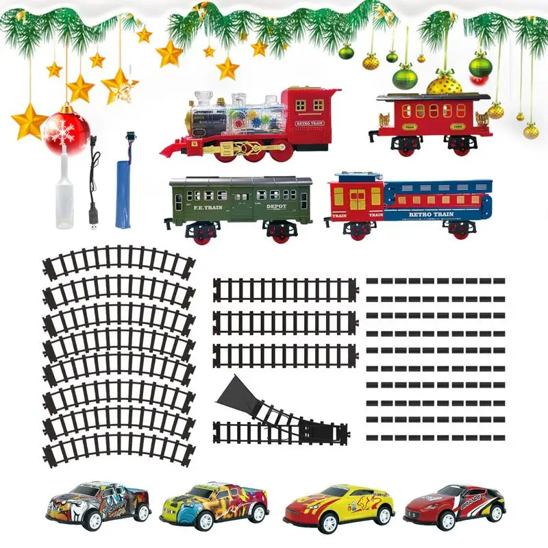 

Electric Train Set For Boys Classic Electric Train Toy Sound Train Set Locomotive Model Battery-Powered Railway Kit Christmas To