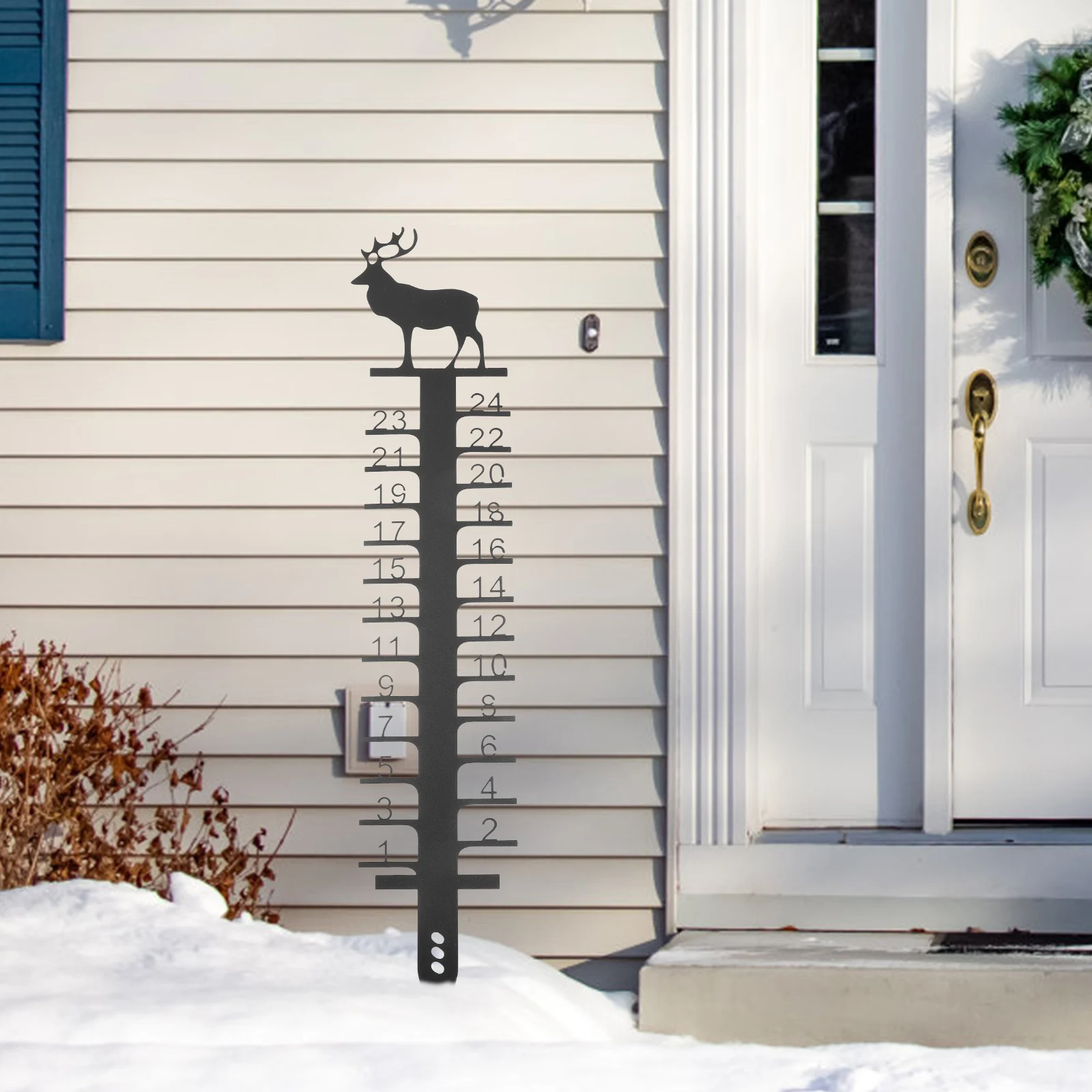 

Gauge for Outdoor Metal Measuring Device Easy Install -Glare Coating Self-Leveling Pedals Garden Snow Measurement