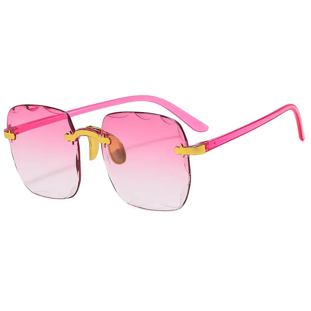 

Double Pink Gradient Rimless Sunglasses, Fresh Pink-tone Lenses, Eye-catching Summer Style Piece