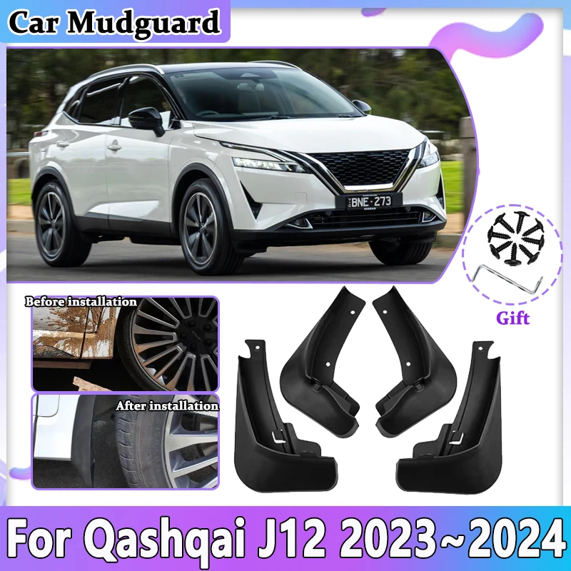 

Car Accessories For Nissan Qashqai J12 2023 2024 Anti-splash Mudguards Splash Mud Flaps Guards Front Rear Wheel Fender Mudflaps