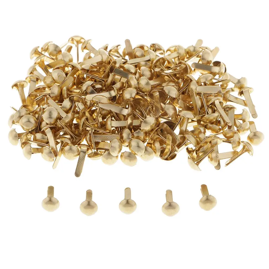 200 قطعة من مشابك الورق النحاسية المستديرة مشابك معدنية لصنع بطاقات القصاصات بنفسك