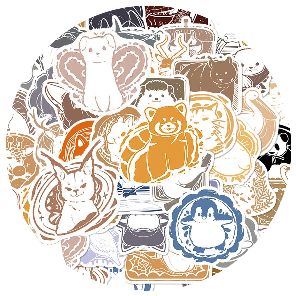 

10/30/50pcs Kawaii Creative Animals Postmark Stickers Cute Painting Graffiti Decals Scrapbook Phone Guitar Cartoon Sticker Pack