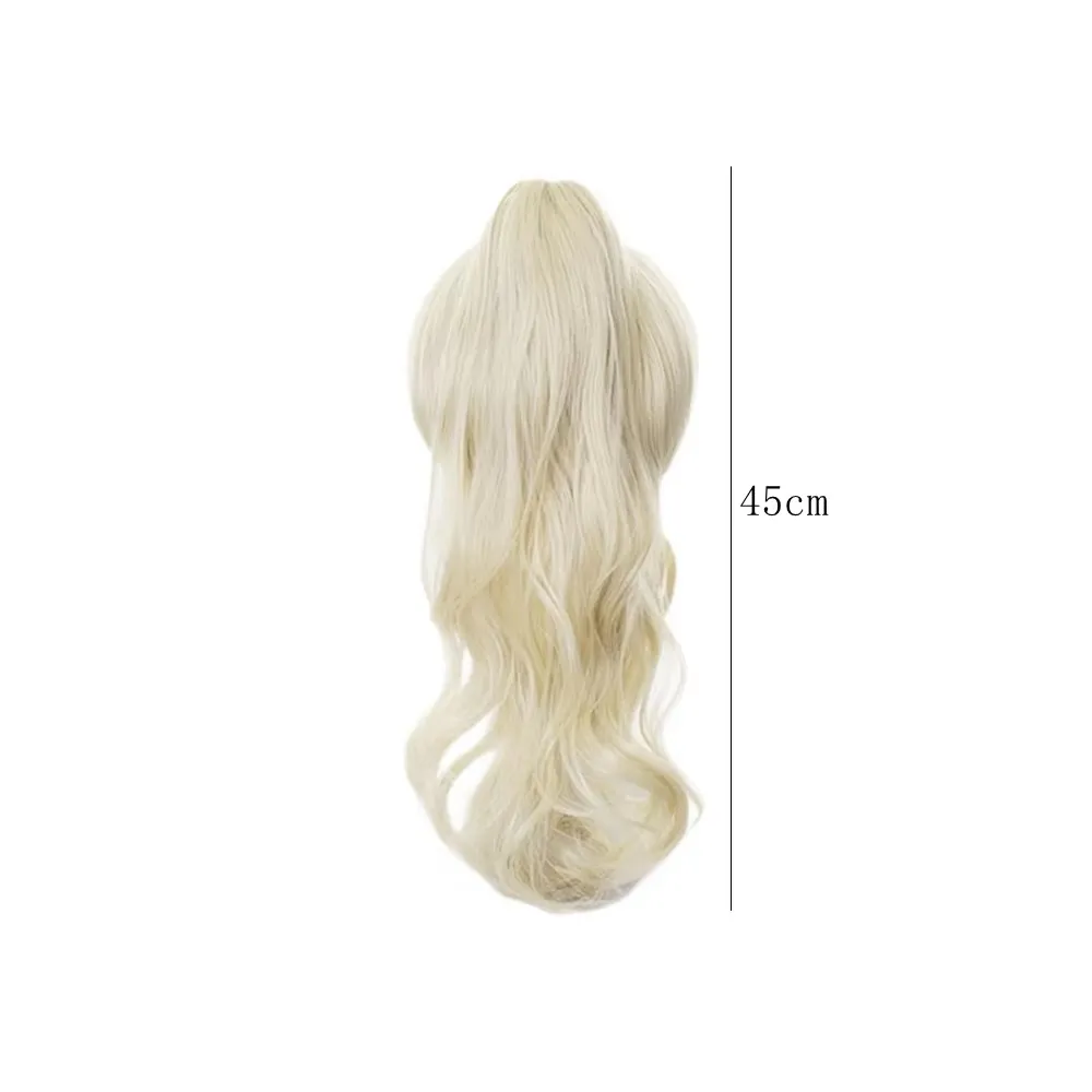 شعر مستعار Genshin تأثير جان جونهيلدور تأثيري ، شعر طويل متوسط ، ذيل حصان ذهبي ، شعر اصطناعي ، الدعائم