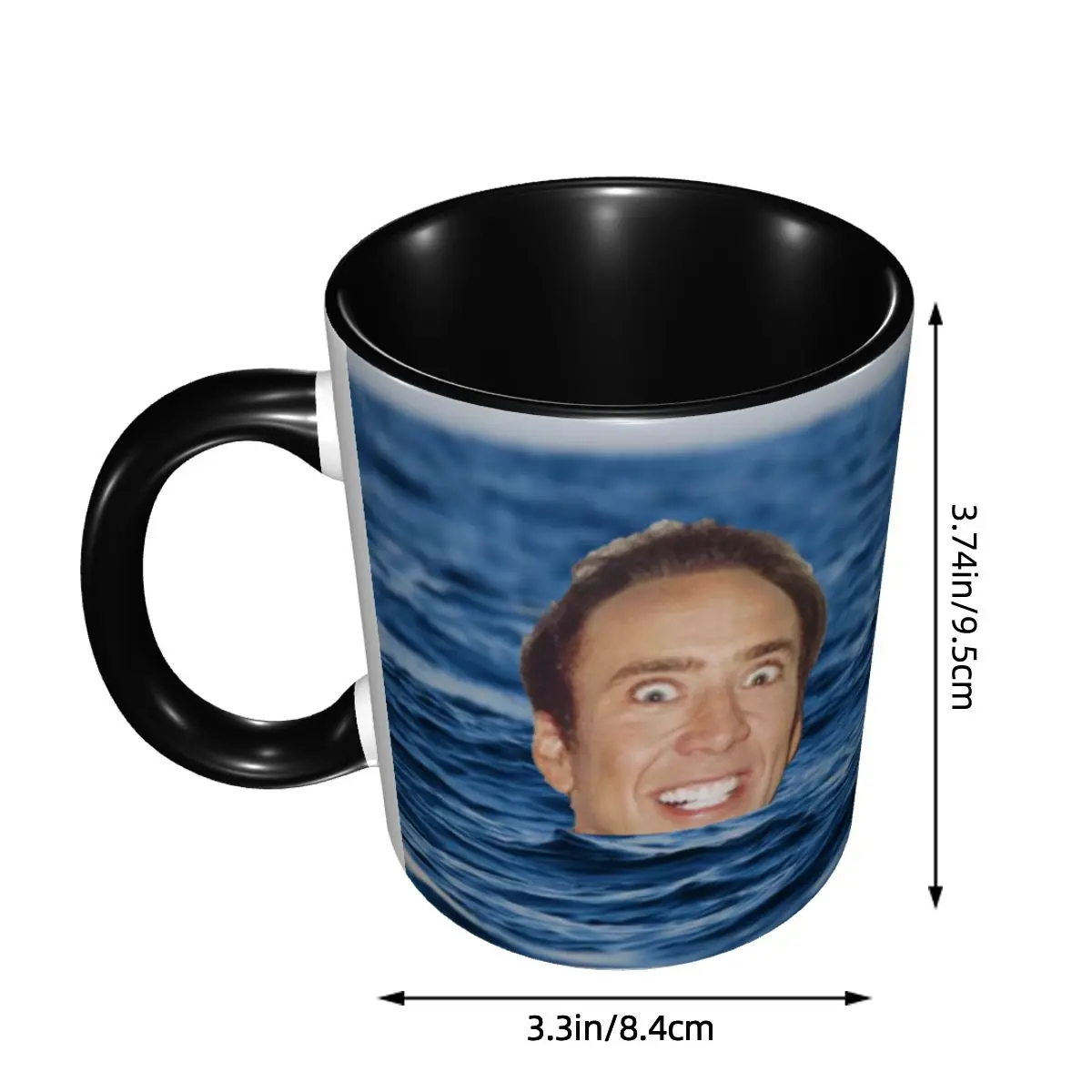 DIY Nicolas Cage In Sea Ceramic Mug Customized Funny Meme Coffee Cup Creative Gift