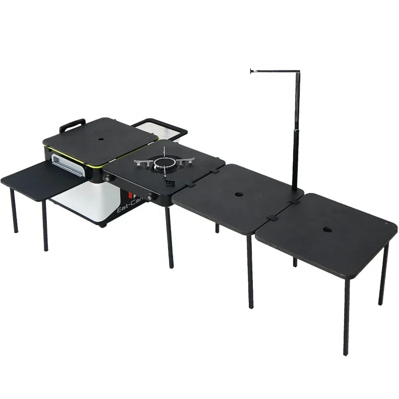 Outdoor Fully Equipped Picnic Table Camping Folding Compact Food Truck Trailer Outdoor Furniture Modern Easy Carrying 4kw