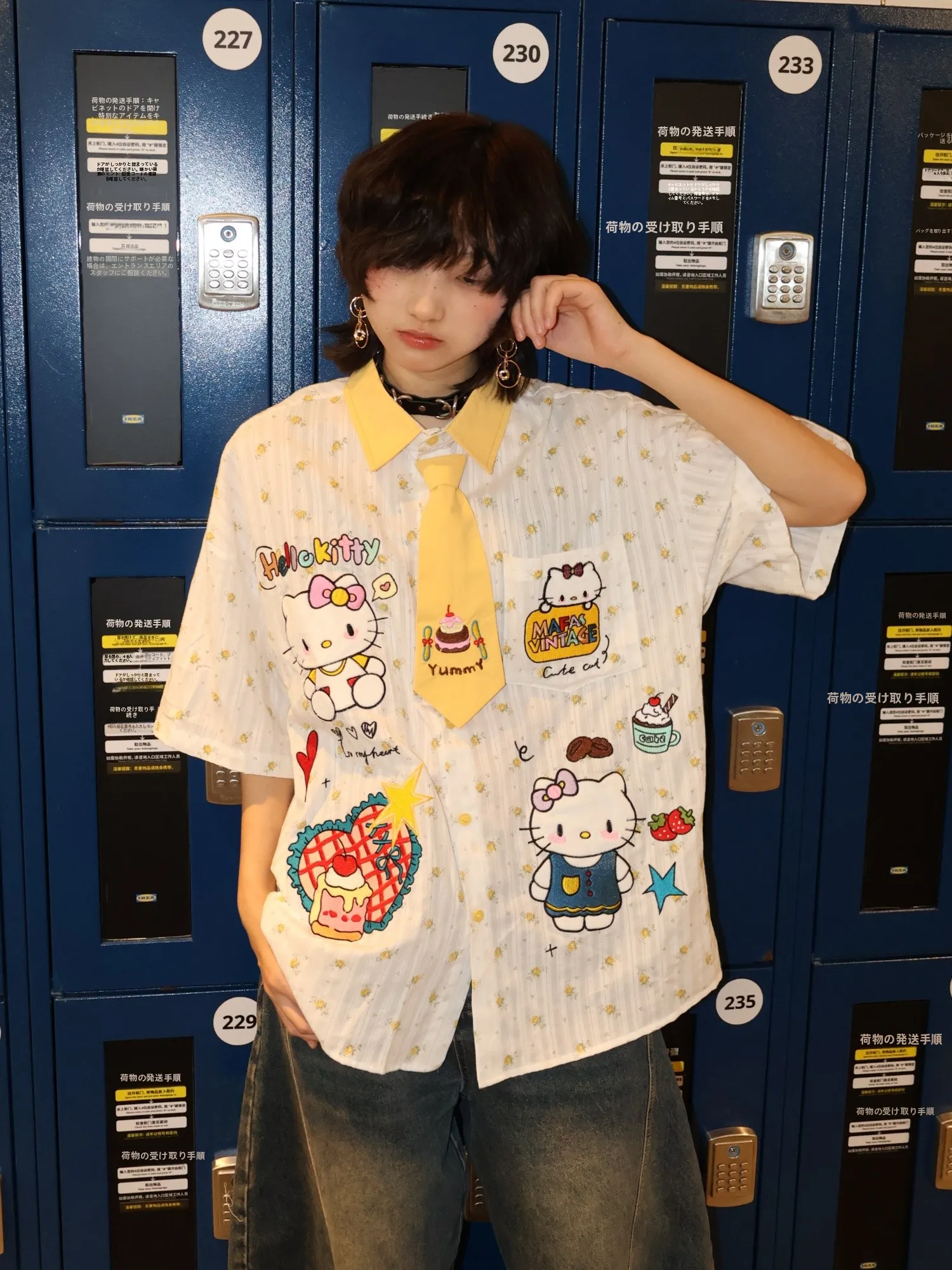 

Женская свободная рубашка Adow Pl в японском ретро-стиле с мультяшной вышивкой, универсальная, в студенческом стиле, забавный топ