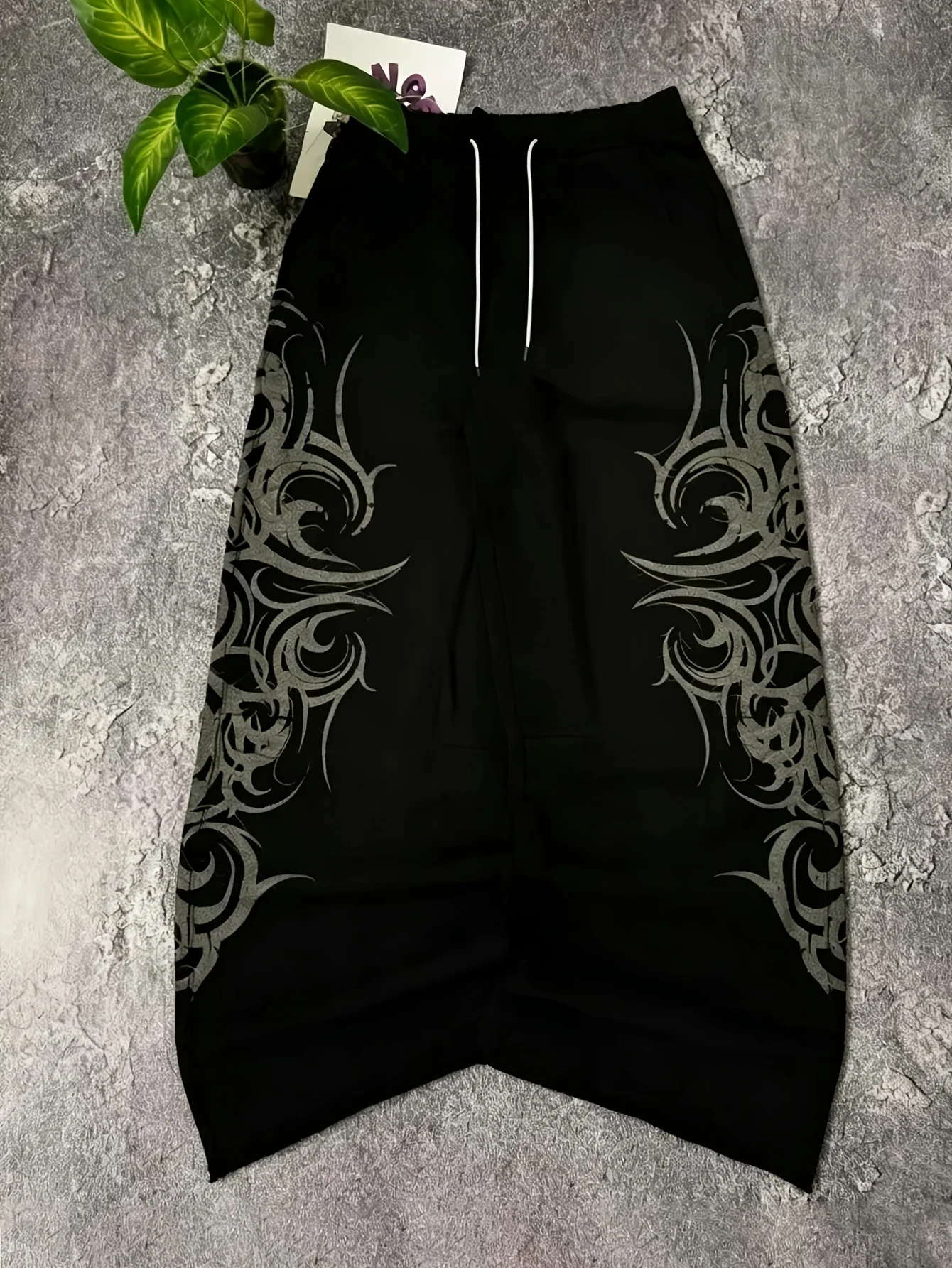 Men Hip Hop Streetwear Joggers Tribal Totem Side Print Elastic Waist Loose Casual Sweatpants Daily Bottoms Kids