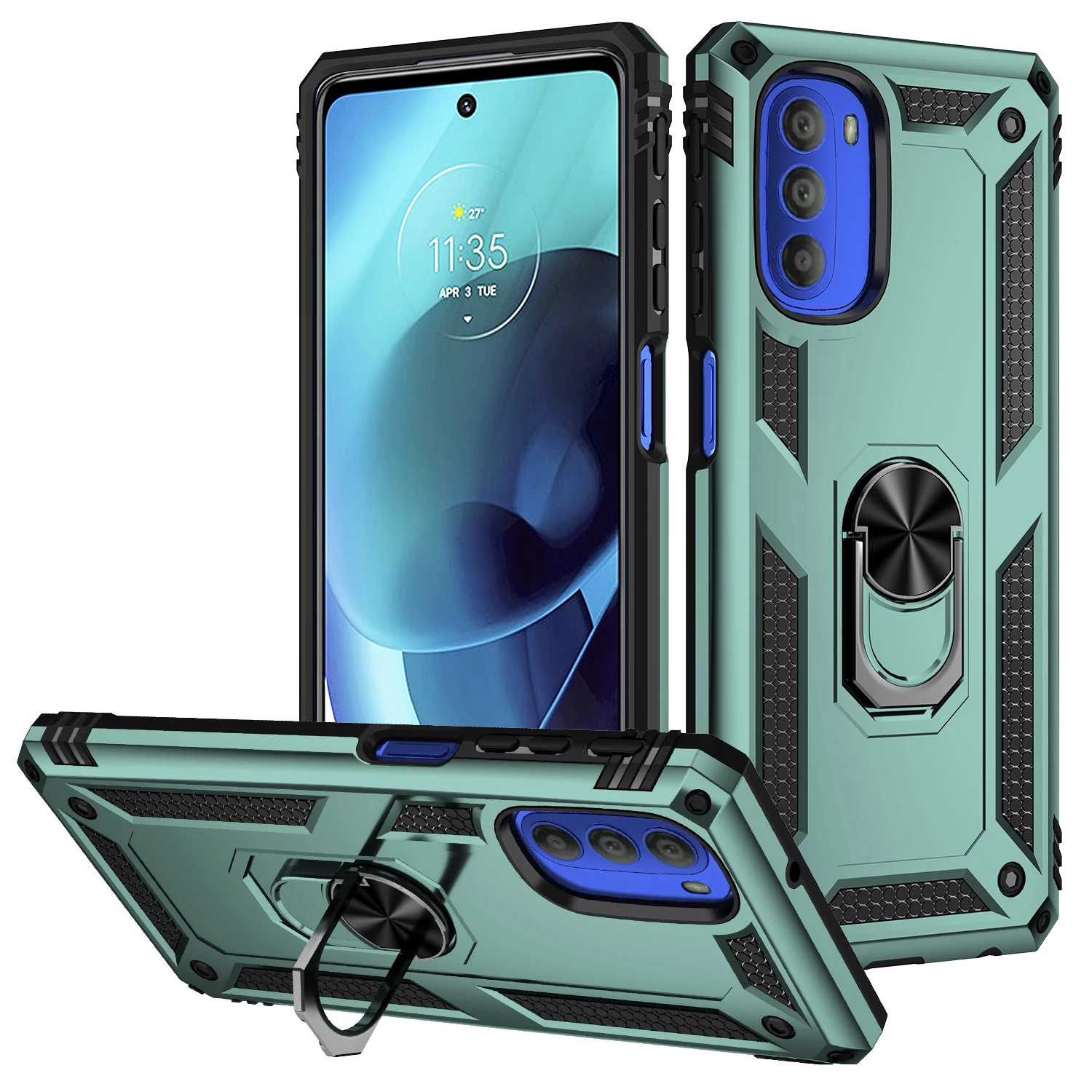 for Moto G 51 Cover Case for Motorola Moto G51 5G Shockproof Armor Rugged Military Protective Ring Holder Magnet Phone Case