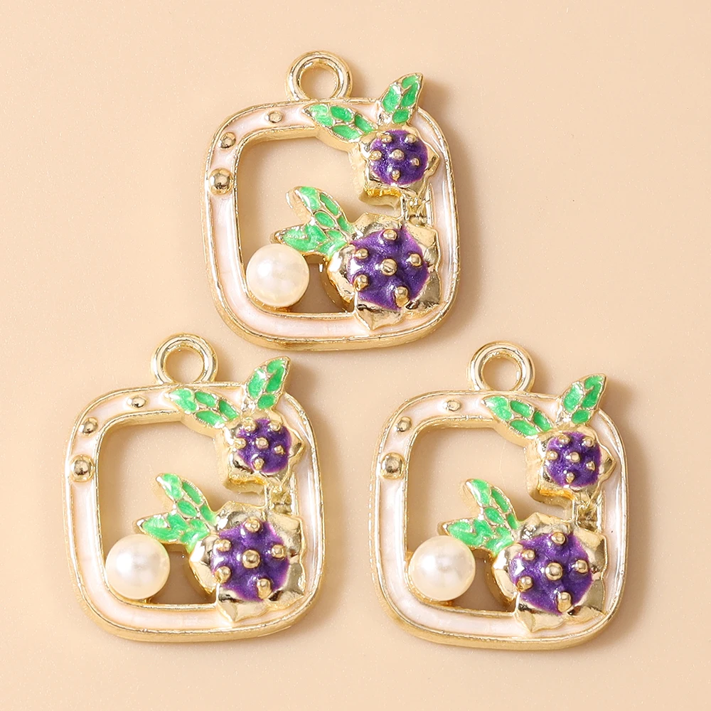 Leslie 10 Stück Retro Goldfarbene Ölgemälde-Perlenblumen-Anhänger für DIY Ohrringe, Halsketten, Handgemachter Schmuckherstellung – Detail 16
