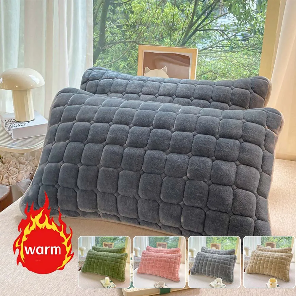 

Simple Plush Winter Rectangular Pillowcases 48x74cm Thickened Cotton Filled Pillow Covers for Beds or Bedroom Capa De Almofada