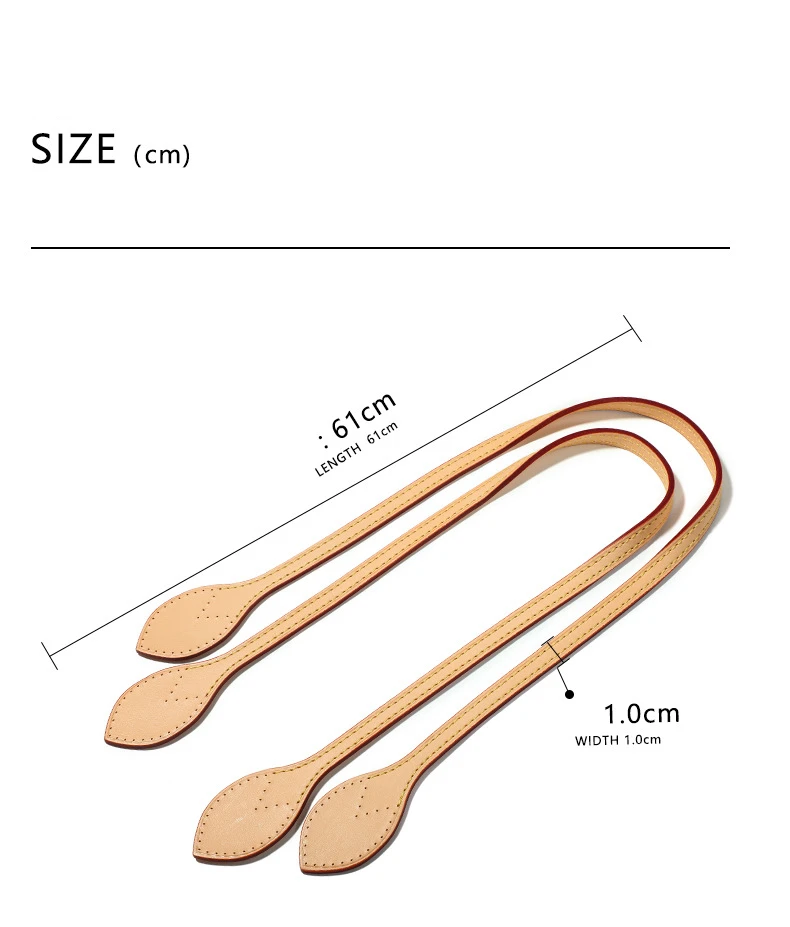 Vachetta cowskin strap genuine leather shoulder strap handle for designer never tote handbag purse bag parts accessories