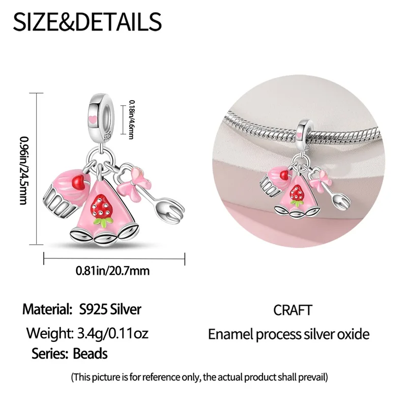 Rose Gold Pink Daisy Charms Fit 4MM hole diamete Bracelet Beads 925 Sterling Silver Woman Luxury Jewelry Pendant Gift Diy Making