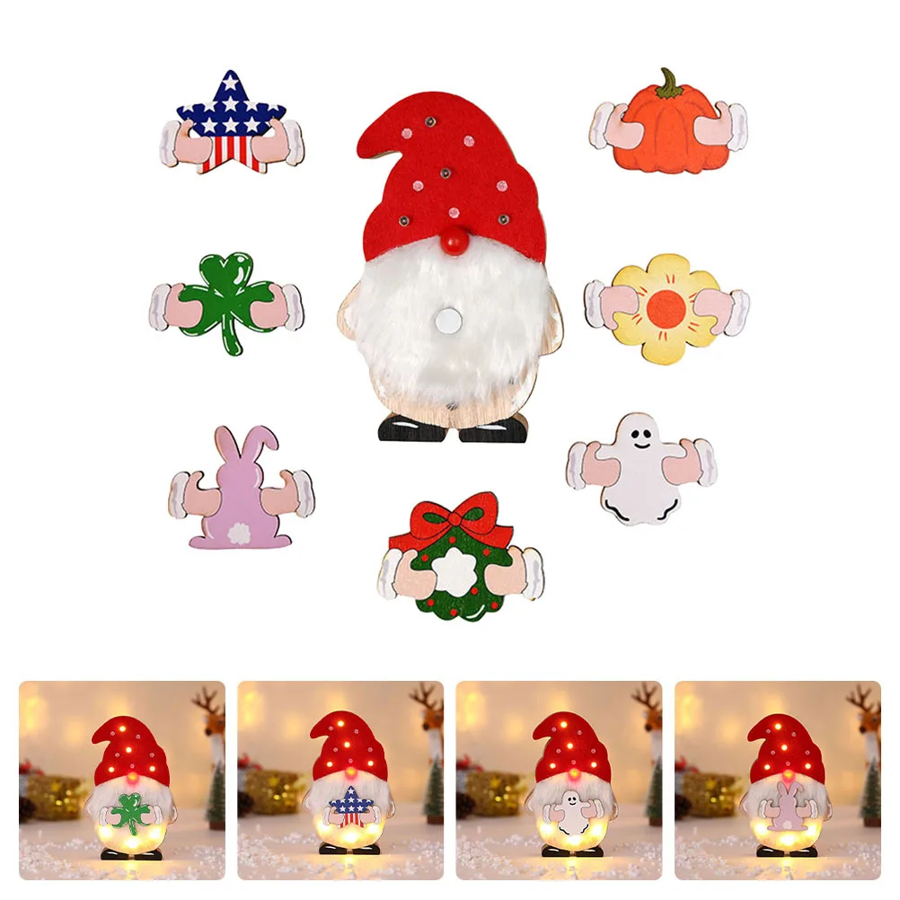 

1Set Luminous Wooden Craft Decoration Glowing Desktop Ornament For Party Diy Decorations Indoor Outdoor Use Faceless Premium