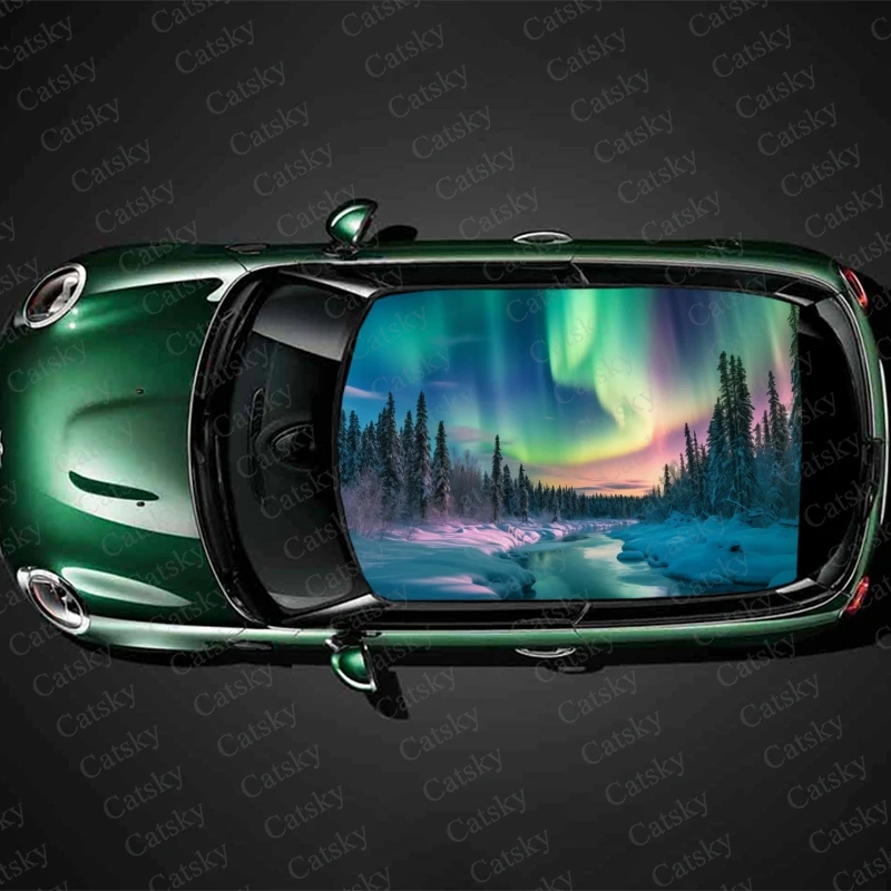 aurora Car Roof Sticker Wrap Racing SUV Accessories Packaging Painted PVC Custom Car Graphic Decal