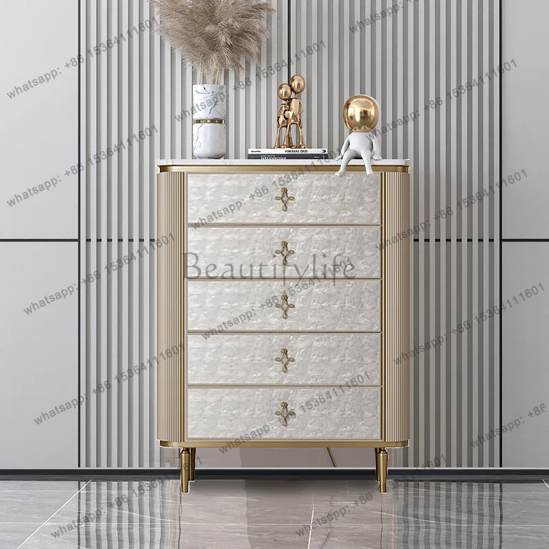 Italian light luxury chest of drawers bedroom solid wood storage living room shell drawer bedside table