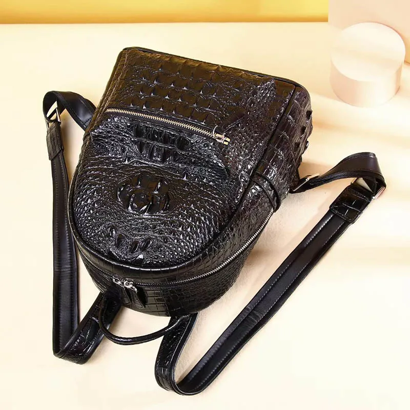 Luxury Women's Backpack Crocodile Backpack 2023 Fashion Genuine Leather Women's Bag Handbag Luxury Women's Bag Trend