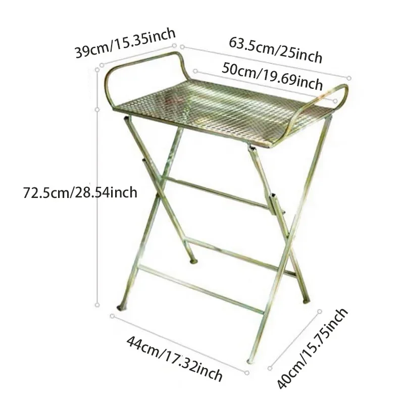 Retro wrought iron foldable tables and chairs, outdoor side table decoration green plant coffee table