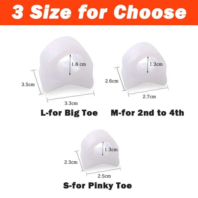 Pexmen 2Pcs Toe Separator Protector Gel Toe Spacer Bunion Corrector Spreader for Hammertoe Overlapping Toes Bunion Pads