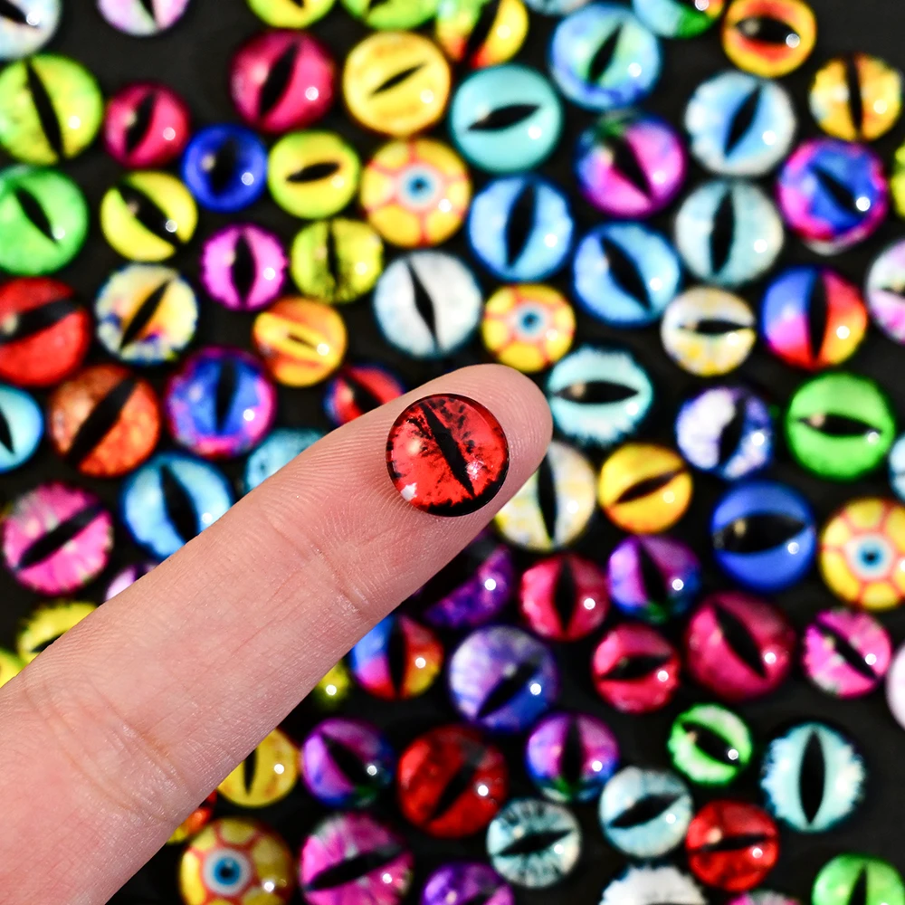 100/50/10pcs 악마 눈 고딕 네일 아트 매력 다채로운 드래곤/뱀/고양이 눈 수지 네일 장식 수직 눈동자 네일 Accesso