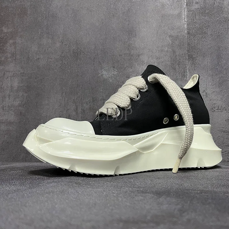 

Мужская и женская обувь на платформе, кожаные парусиновые роскошные Jumbo на шнуровке, уличные осенние черные кроссовки на плоской подошве