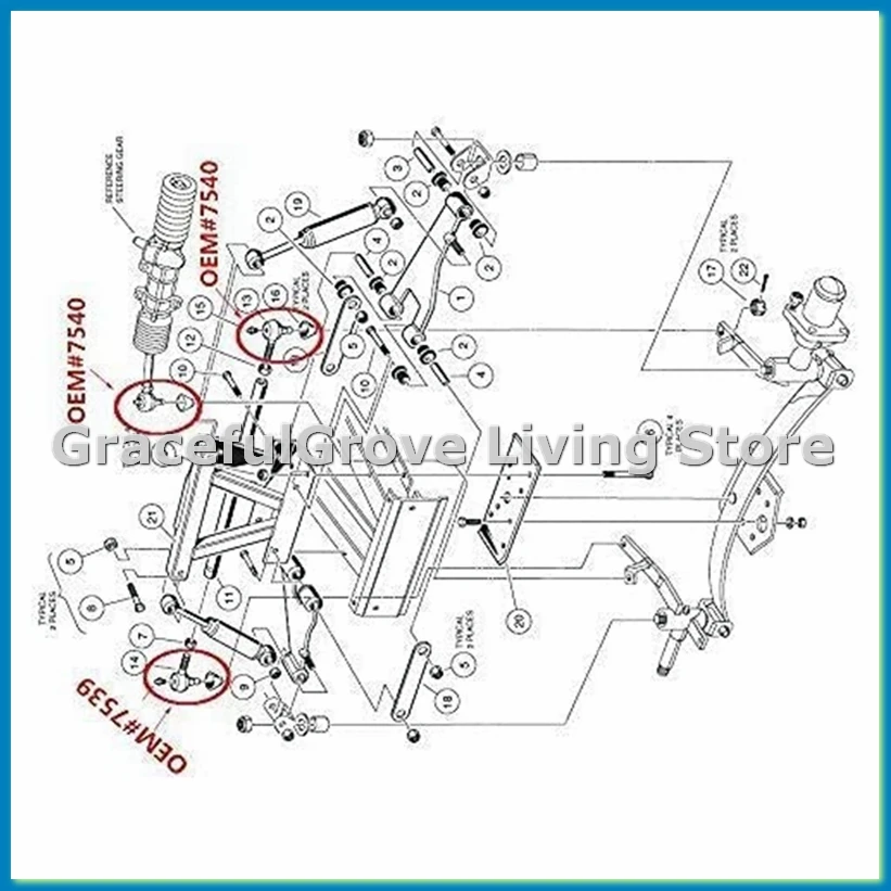 Golf Cart Tie Rod End Kit for Club Car G&E 1976-2008 Driver and Passenger Side 7539 7540-ABFB
