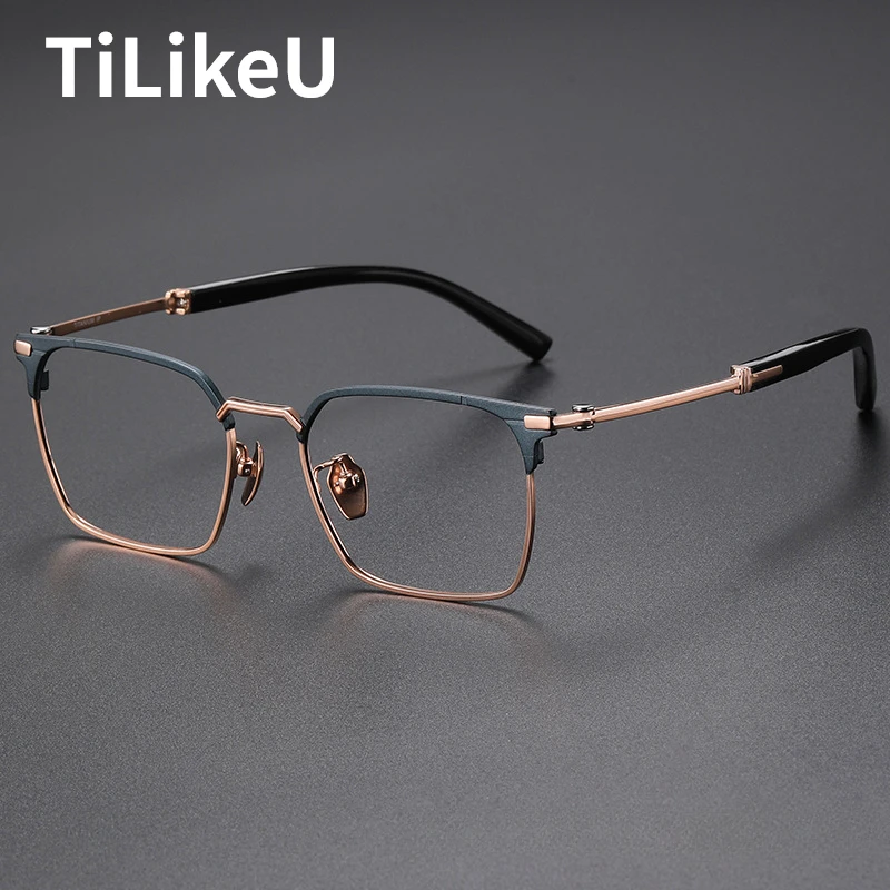 Top Quality Ox Horn Titanium Eyeglass Frames Fashion Men Business Retro Square Frame Eyeglasses High-end Designer Myopia Glasses