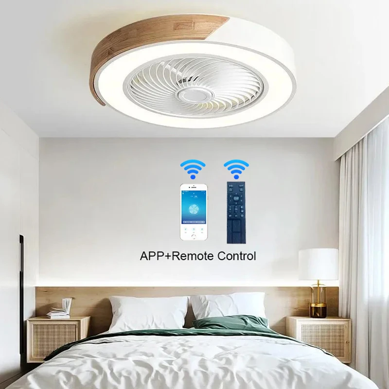 Smart Ceiling Fans With Light For Living Room bedroom Dining Room Blades Reversible 6 Speeds APP control Fans Lighting Low Floor