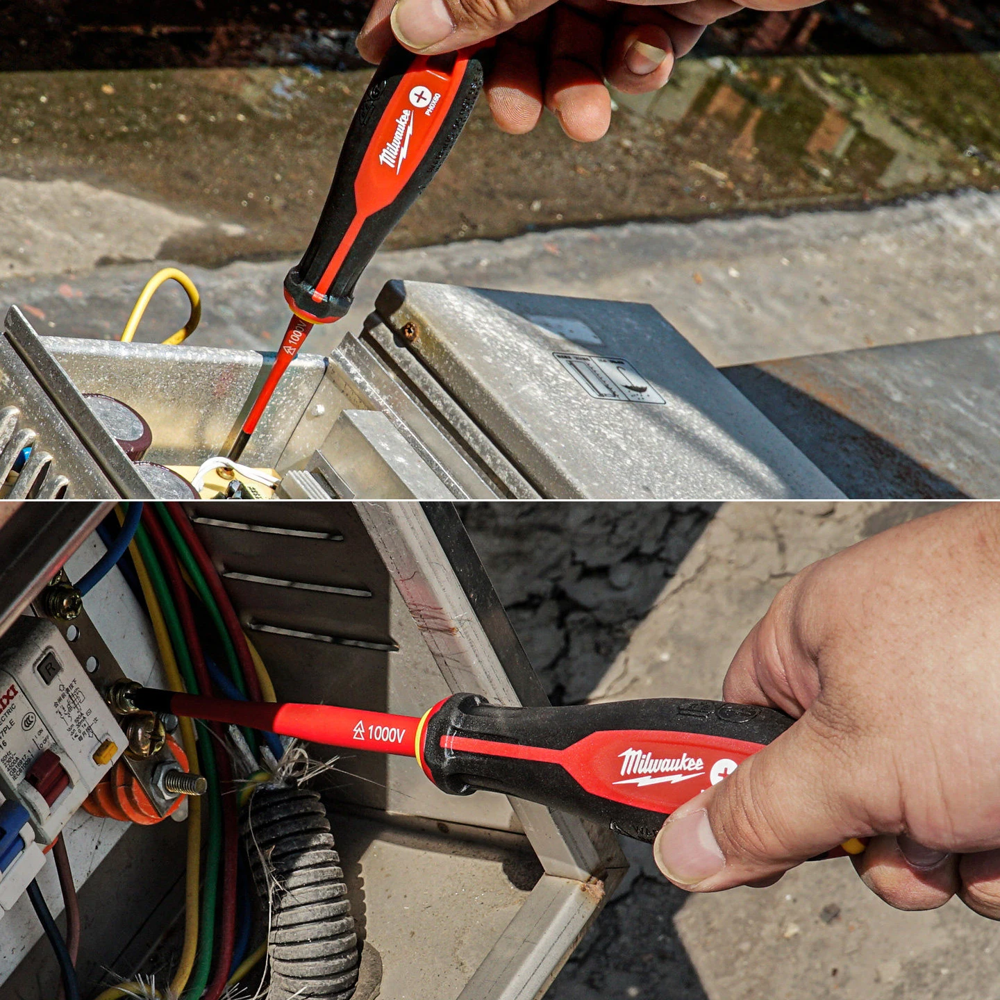 Milwaukee Three Touch Klebegriff VDE Isolierter Schraubendreher, Kreuz- und Flachschraubendreher für Elektriker, Handwerkzeug – Detail 4