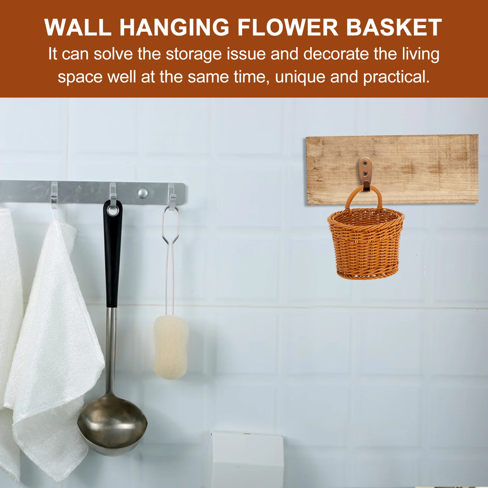 

2pcs Wall Hanging Vegetable Fruit Basket Kitchen Storage Organizer Garlic Ginger Holder Woven Baskets Small Hanging Basket