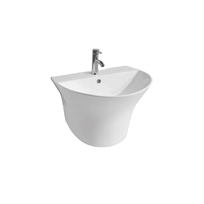Modern Ceramic Art Design Rectangle Wall Mounted Wash Basin Handmade White 12L Capacity For Bathroom Single Hole Faucet Mount