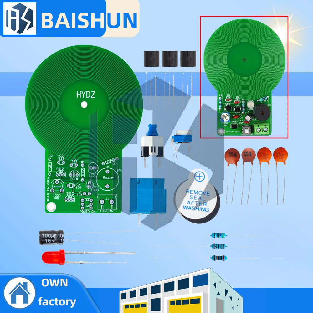 1 Buah Kit Detektor Logam Kit Elektronik DC 3V-5V 60Mm Modul Papan Sensor Non-kontak DIY Kit DIY Detektor Logam Bagian Elektronik