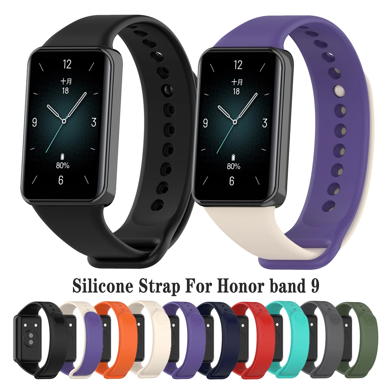 Silicone Strap for Honor Band 9, substituição do relógio inteligente, pulseira ajustável, acessórios pulseira